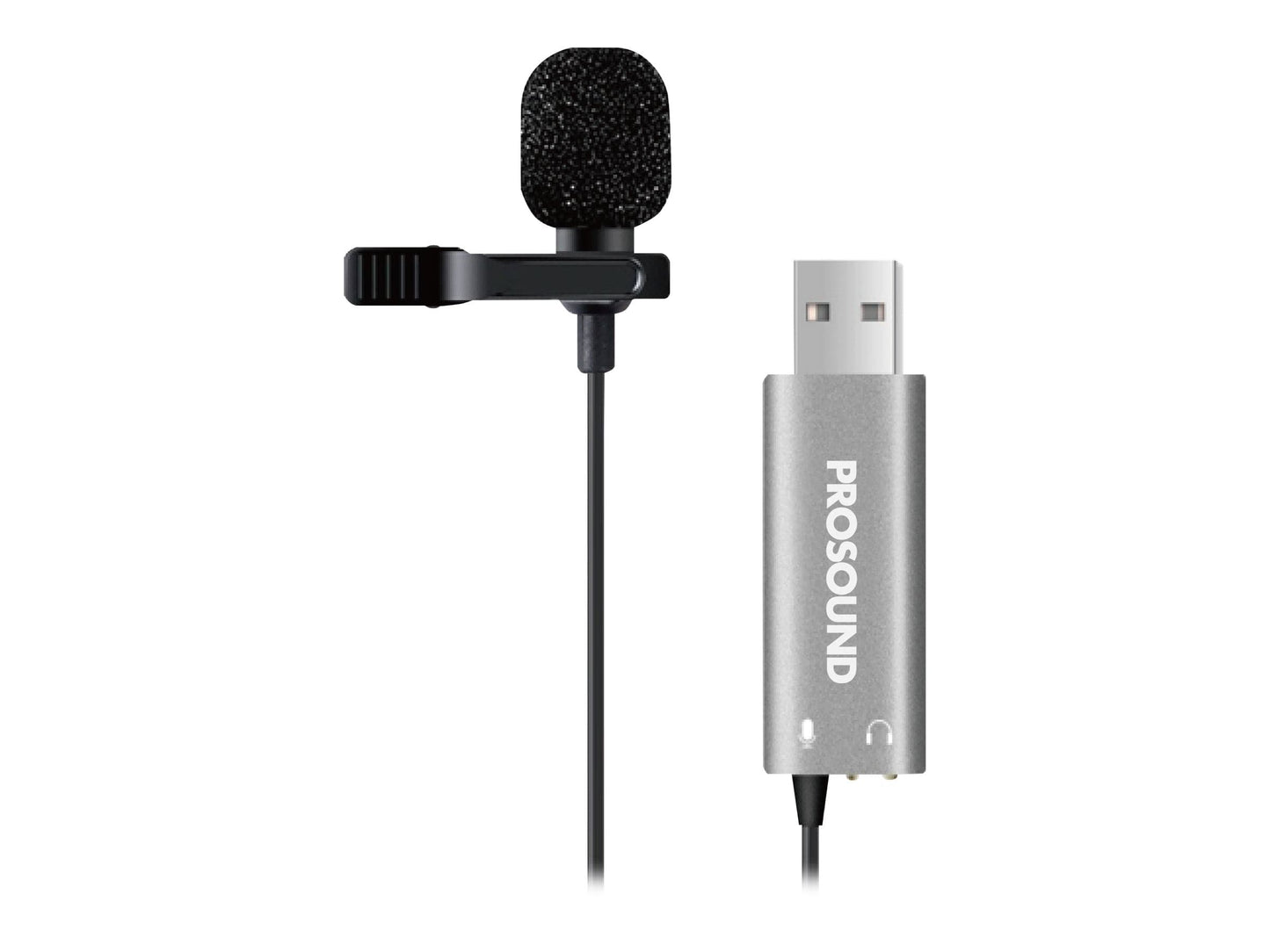ProSound Lavalier USB-A Microphone Omnidirectional Electret Condenser with 3.5mm Audio Socket