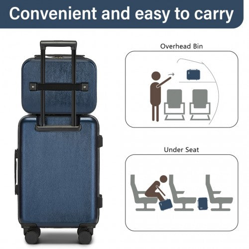 Kono 12 inch Hard Shell Vanity Cosmetic Case – Durable Travel Makeup Organizer with YKK Zipper - Navy