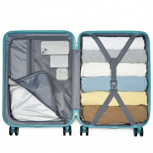 Supercase 20 Inch Sleek Geometric Pattern Hard Shell ABS+PC Cabin Carry-On Suitcase with TSA Lock - Blue