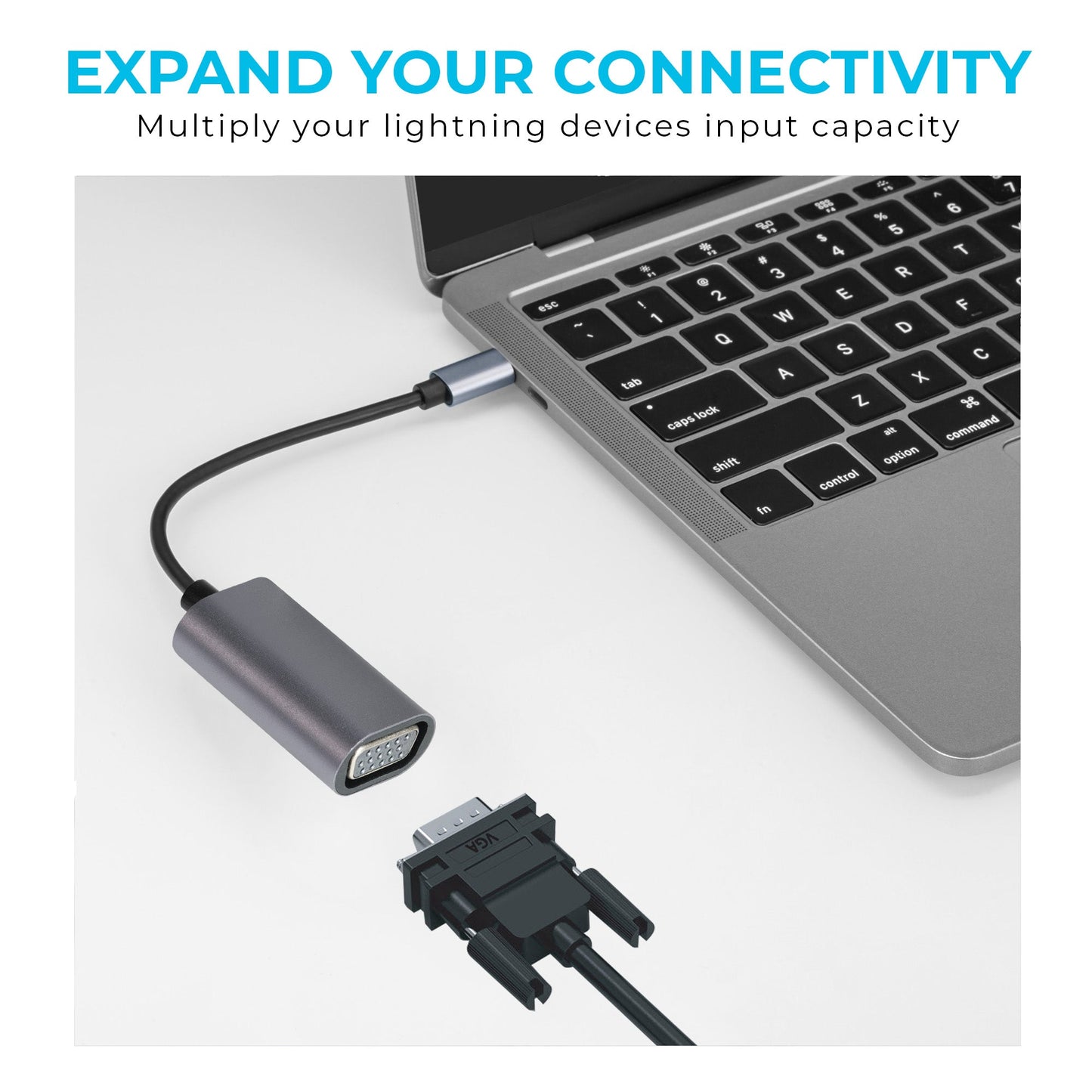 Maplin USB-C to VGA Female Connector Full HD @60Hz Adapter - Silver, 16cm