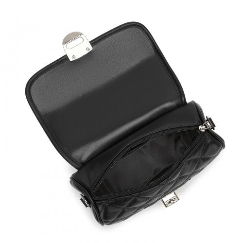 Miss Lulu Practical Quilted PU Leather Crossbody Handbag with Secure Lock and Everyday Storage
