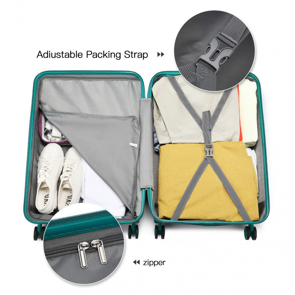 Kono Abs 20 Inch Sculpted Horizontal Design Cabin Luggage - Teal