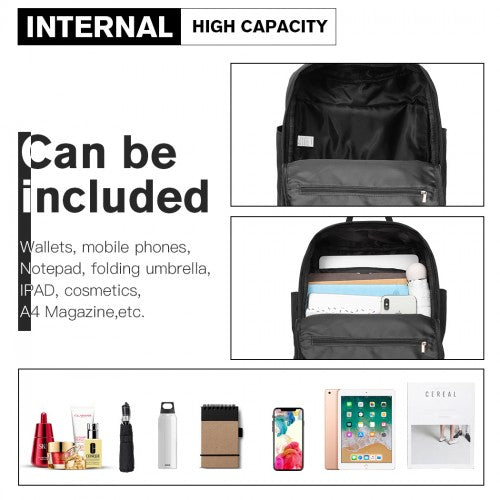 Kono Large Polyester Laptop Backpack - Black