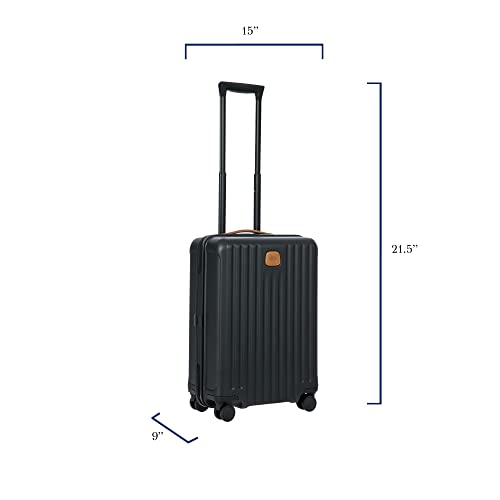 Bric's Hard Suitcase Capri Collection, Hand Luggage Suitcase with 4 Wheels, Light and Resistant, USB Connection, Integrated TSA Lock, Dimensions 38x55x23, Black