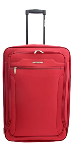 House Of Leather Medium Size Suitcase Four Wheel Expandable Luggage Cosmic Red