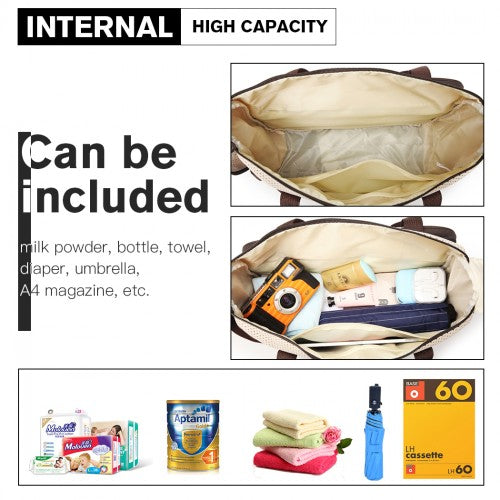 Miss Lulu Polyester 5 Pcs Set Maternity Baby Changing Bag Dot - Brown