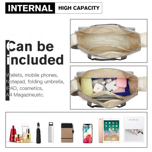 Miss Lulu Polyester 5 Pcs Set Maternity Baby Changing Bag Dot - Light Grey