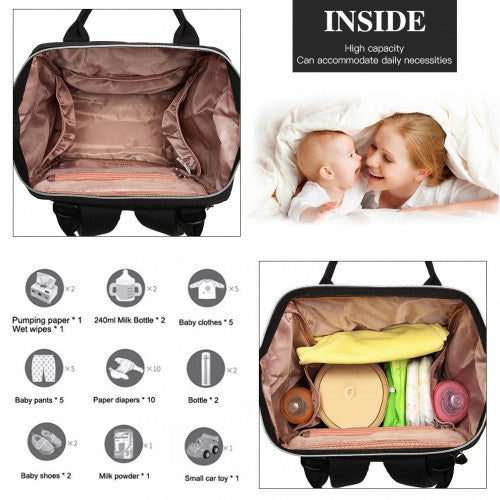 Kono Polka Dot Maternity Backpack Bag With USB Connectivity - Black