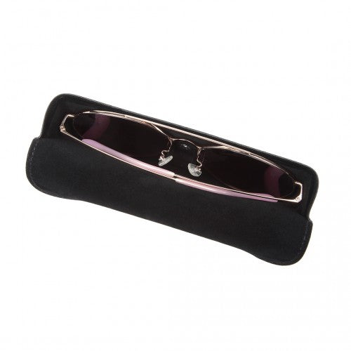 Kono Leather Look Soft Sunglasses Case - Black