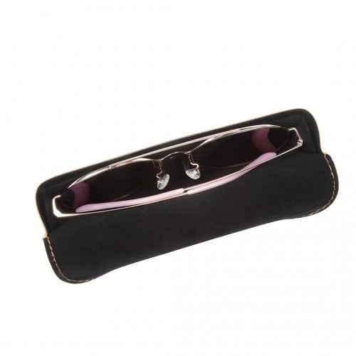 Kono Leather Look Soft Sunglasses Case - Brown