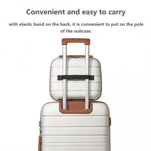 Kono 14 Inch Multi Texture Hard Shell PP Vanity Case - Cream