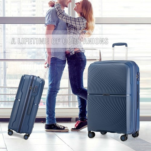 British Traveller 28 Inch Spinner Hard Shell PP Suitcase With TSA Lock - Navy