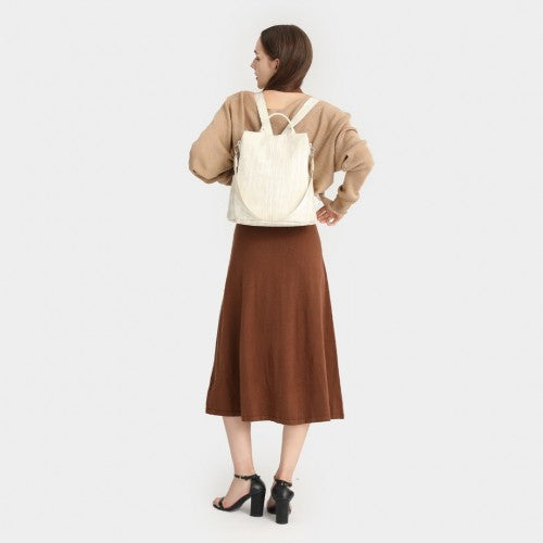 Miss Lulu Versatile Anti-Theft PU Leather Convertible Bag And Backpack - Beige