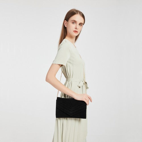 Miss Lulu Chevron Envelope Clutch Bag - Grey