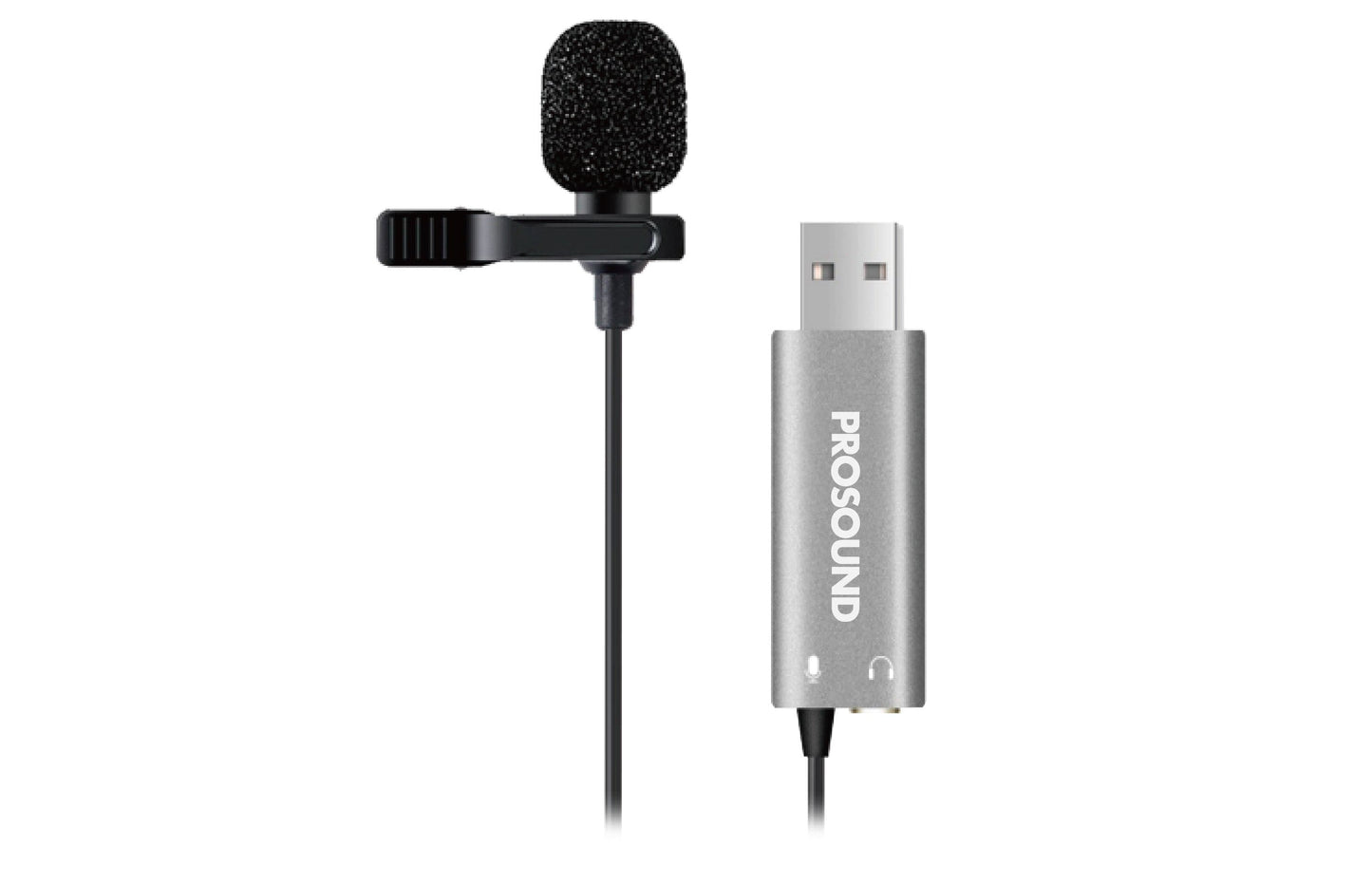 ProSound Lavalier USB-A Microphone Omnidirectional Electret Condenser with 3.5mm Audio Socket