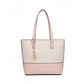 Miss Lulu 3 Piece Leather Look Tote Bag Set - Pink And Beige