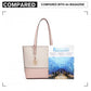 Miss Lulu 3 Piece Leather Look Tote Bag Set - Pink And Beige