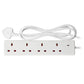 Maplin 2m 4 Socket 13A Extension Lead with Neon Indicators - White