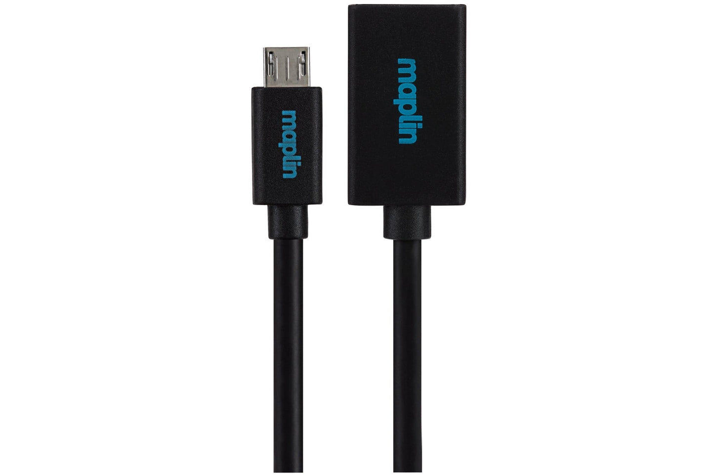 Maplin Micro USB Male to USB-A 2.0 Female Adapter Cable - Black, 0.15m