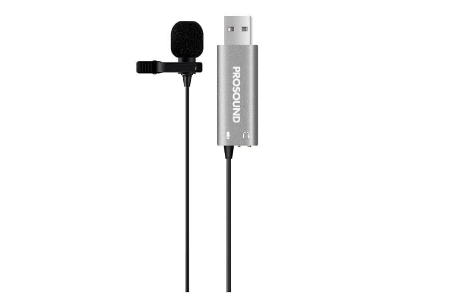 ProSound Lavalier USB-A Microphone Omnidirectional Electret Condenser with 3.5mm Audio Socket