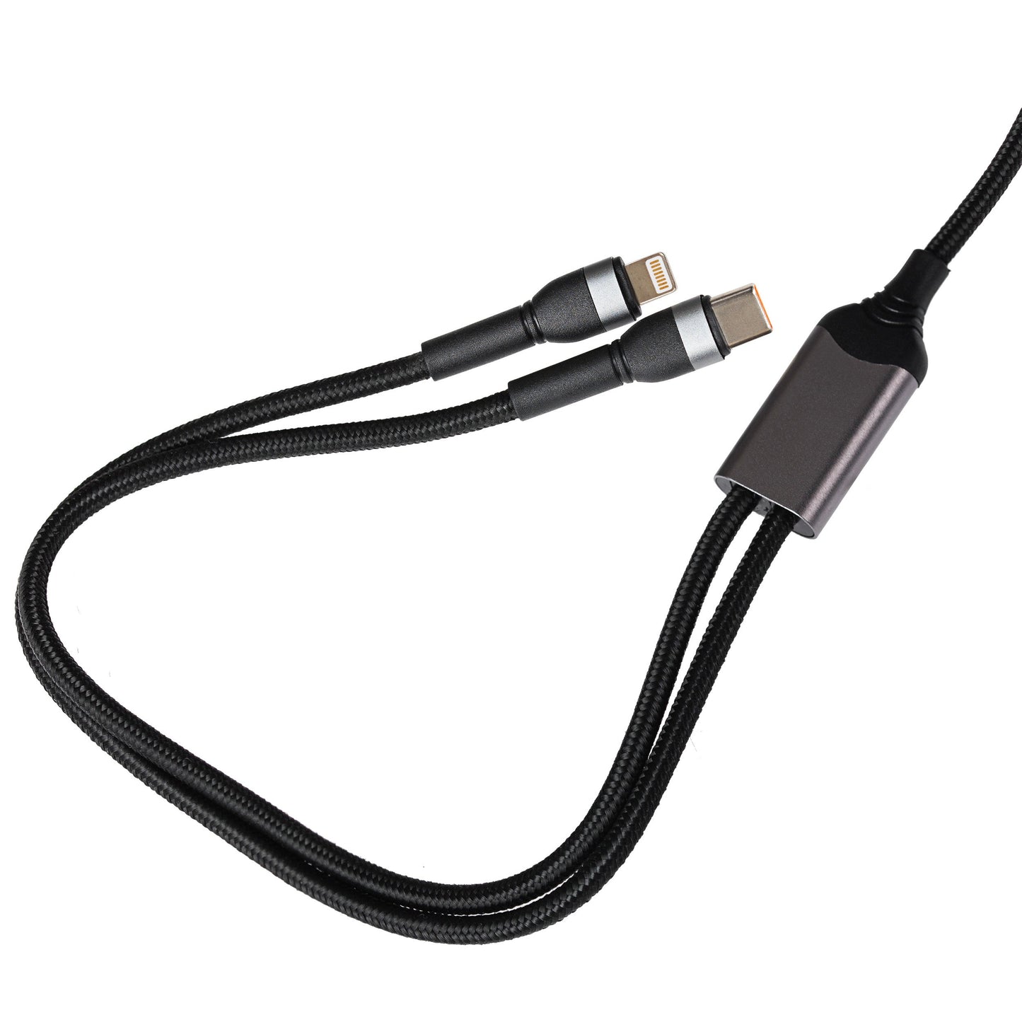 Maplin 2-in-1 USB-C to Multi-Charging USB-C 65W & Lightning 12W Braided Cable