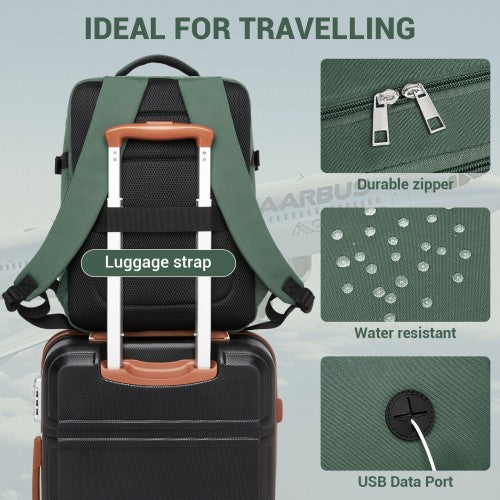 Kono Spacious and Organised Personal-Item Backpack (40×30×20) with 15.6" Laptop Sleeve, Clamshell Main