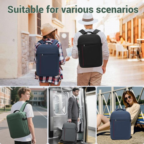 Kono Spacious and Organised Personal-Item Backpack (40×30×20) with 15.6" Laptop Sleeve, Clamshell Main