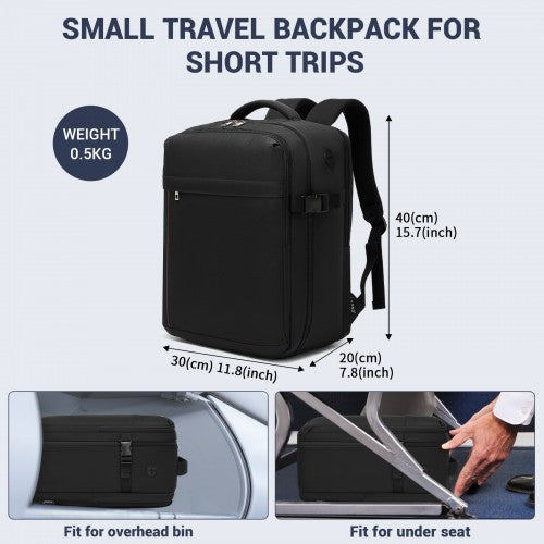 Kono Spacious and Organised Personal-Item Backpack (40×30×20) with 15.6" Laptop Sleeve, Clamshell Main