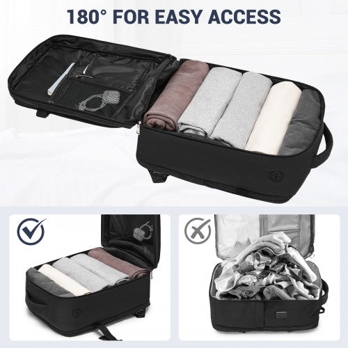 Kono Spacious and Organised Personal-Item Backpack (40×30×20) with 15.6" Laptop Sleeve, Clamshell Main