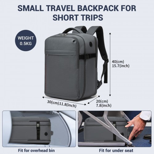 Kono Spacious and Organised Personal-Item Backpack (40×30×20) with 15.6" Laptop Sleeve, Clamshell Main