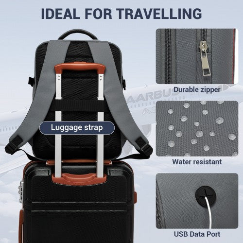 Kono Spacious and Organised Personal-Item Backpack (40×30×20) with 15.6" Laptop Sleeve, Clamshell Main