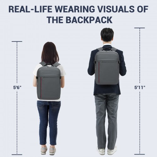 Kono Spacious and Organised Personal-Item Backpack (40×30×20) with 15.6" Laptop Sleeve, Clamshell Main