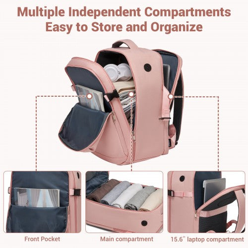 Kono Spacious and Organised Personal-Item Backpack (40×30×20) with 15.6" Laptop Sleeve, Clamshell Main