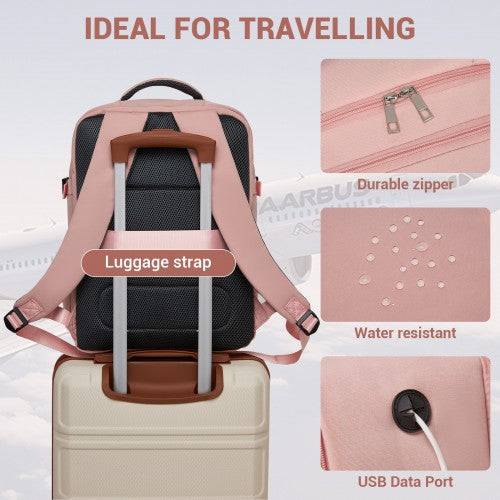 Kono Spacious and Organised Personal-Item Backpack (40×30×20) with 15.6" Laptop Sleeve, Clamshell Main