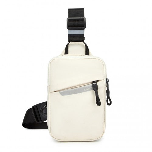Kono Lightweight Crossbody Sling Bag with Adjustable Strap Multiple Pockets for Travel and Everyday Use - Beige