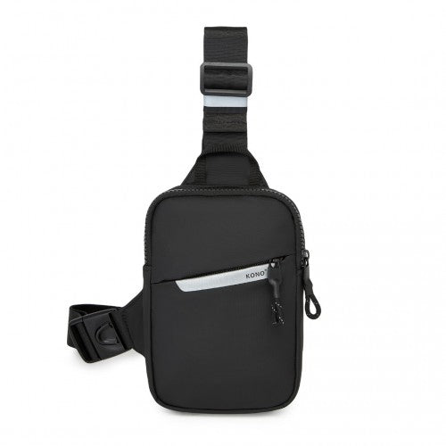Kono Lightweight Crossbody Sling Bag with Adjustable Strap Multiple Pockets for Travel and Everyday Use - Black