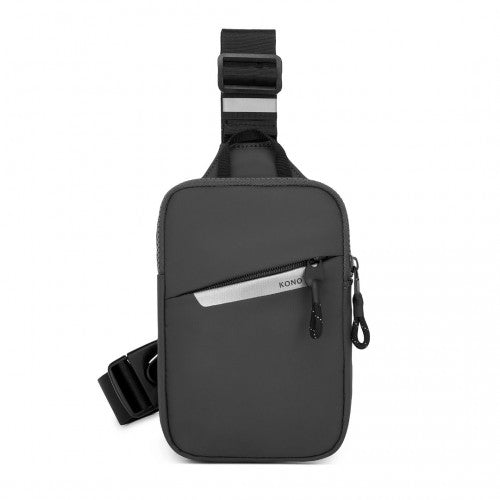 Kono Lightweight Crossbody Sling Bag with Adjustable Strap Multiple Pockets for Travel and Everyday Use - Grey