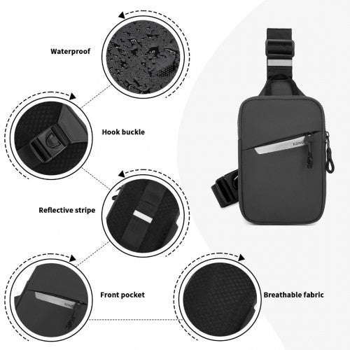 Kono Lightweight Crossbody Sling Bag with Adjustable Strap Multiple Pockets for Travel and Everyday Use - Grey