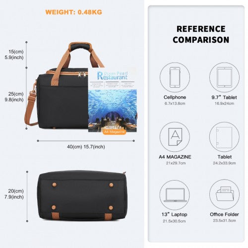 Kono Spacious Travel Storage Bag Handbag - Black And Brown