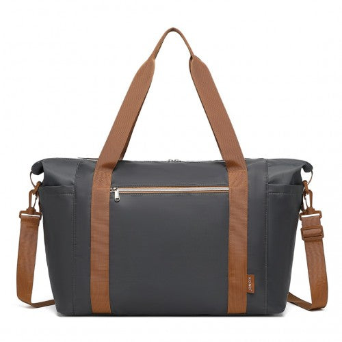 Kono Multifunctional Large Capacity Lightweight Water-Resistant Travel and Gym Duffel Bag with Wet and Dry Separation Compartment - Grey/Brown