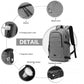 Kono Multi-Compartment Water-Resistant Backpack With USB Charging Port - Grey