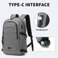 Kono Multi-Compartment Water-Resistant Backpack With USB Charging Port - Grey