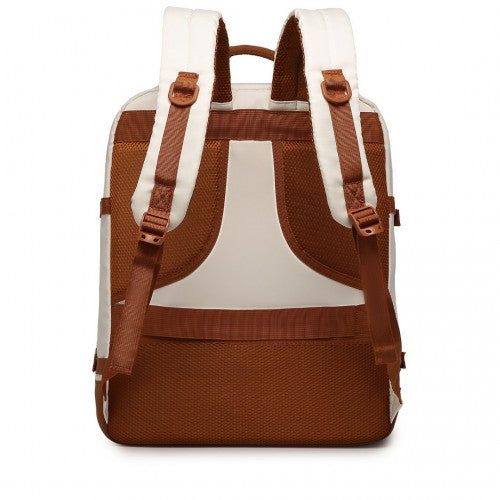 Kono Premium Carry-On Travel Backpack with Suitcase-Style Opening Multi-Level High-Capacity Cabin Bag - Beige/Brown