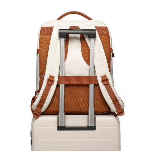 Kono Premium Carry-On Travel Backpack with Suitcase-Style Opening Multi-Level High-Capacity Cabin Bag - Beige/Brown