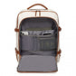 Kono Premium Carry-On Travel Backpack with Suitcase-Style Opening Multi-Level High-Capacity Cabin Bag - Beige/Brown