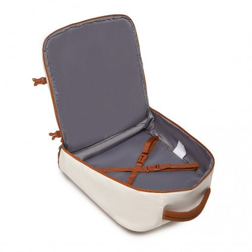 Kono Premium Carry-On Travel Backpack with Suitcase-Style Opening Multi-Level High-Capacity Cabin Bag - Beige/Brown