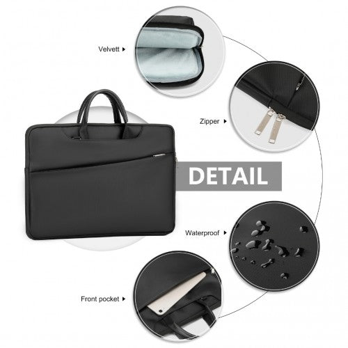 Kono Executive Water-Resistant Laptop Bag With Versatile Carrying Options - Black