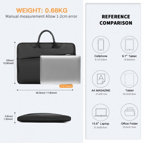 Kono Executive Water-Resistant Laptop Bag With Versatile Carrying Options - Black