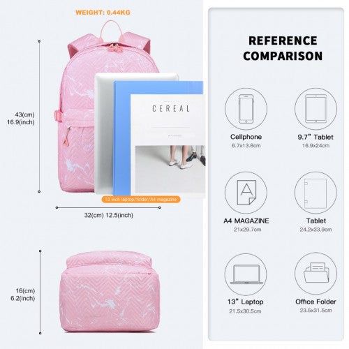 Kono Water-Resistant School Backpack With Secure Laptop Compartment - Pink