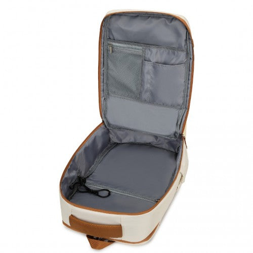 Kono Ultimate Traveler's Backpack with Detachable Waist Pack and Integrated USB/Type-C Charging Ports - Beige/Brown